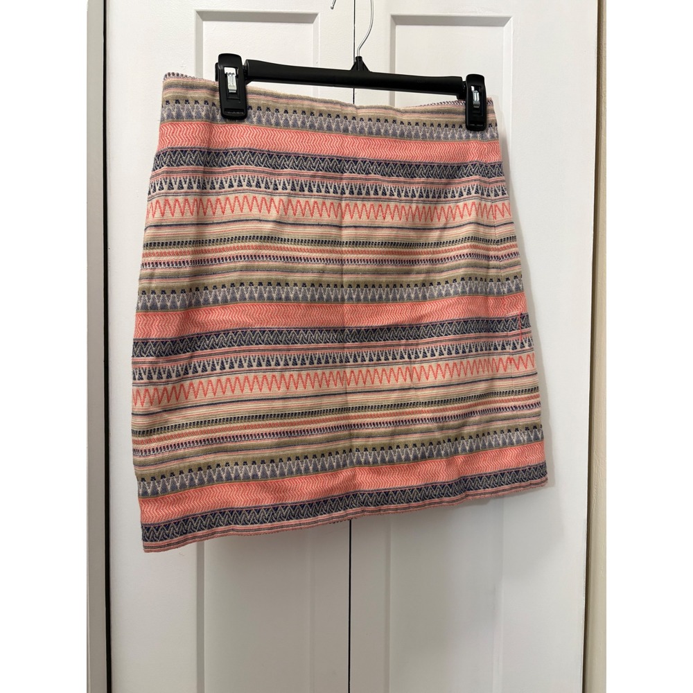 Loft Womens Geometric Chevron Striped Mini Skirt Multi-Color Pink Navy Size 10